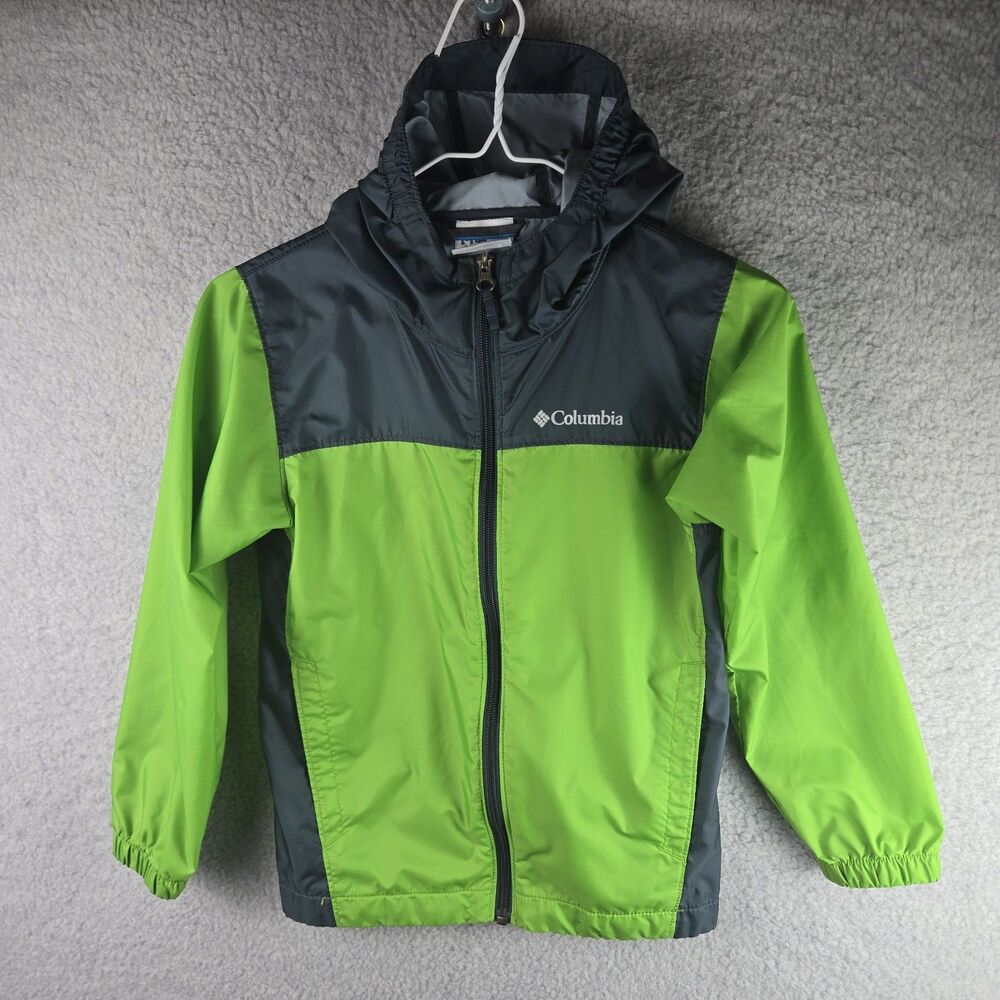 Columbia Hooded Full Zip Windbreaker Jacket Boy's Size Small 8 Green